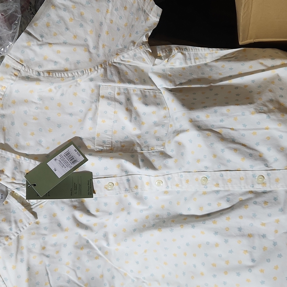 Goodfellow & Co White and Yellow Patterned Shirt - Picture 3 of 3